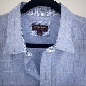 Johnston & Murphy Linen/Cotton Blend Casual Button Down Shirt